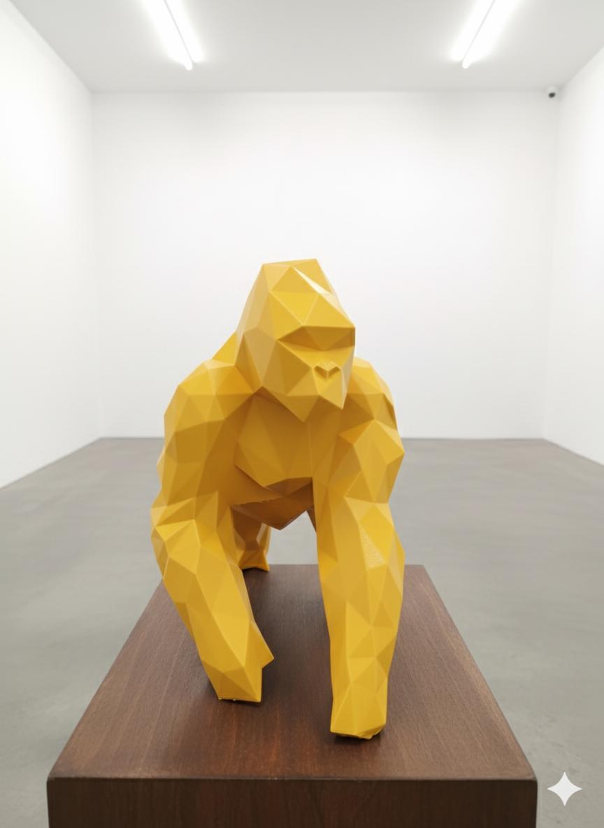 Statue Gorille Low Poly 3D - Sculpture Origami