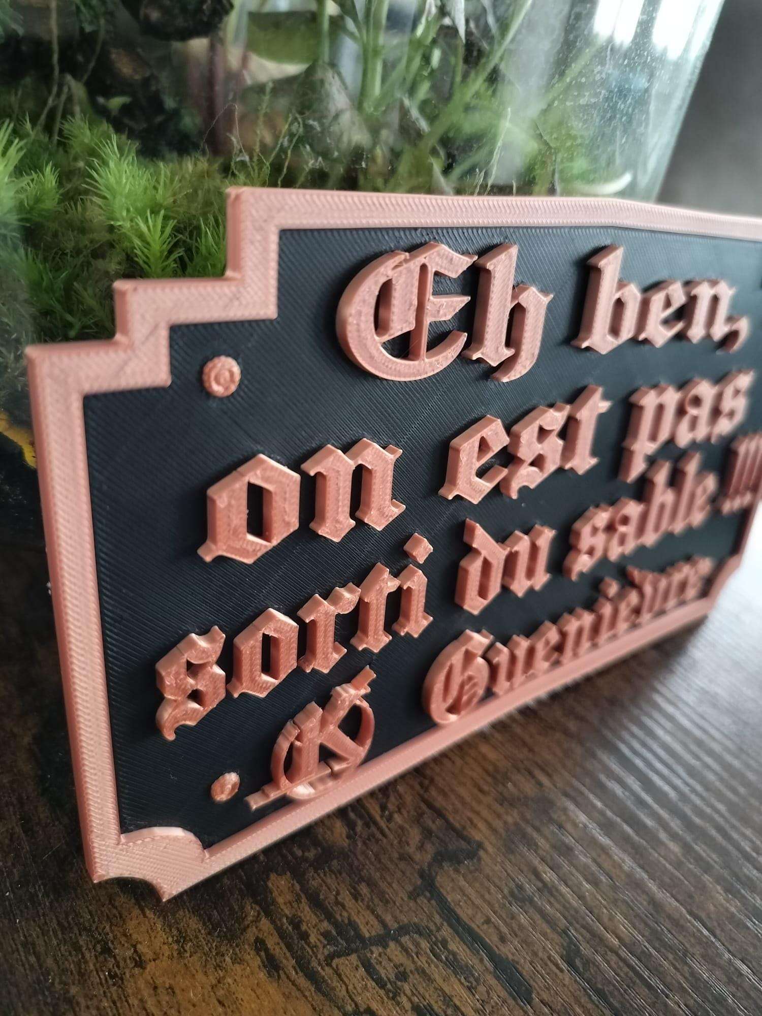 Plaque Kaamelott Citation Guenièvre - Déco Murale Geek - Réplique Culte Impression 3D