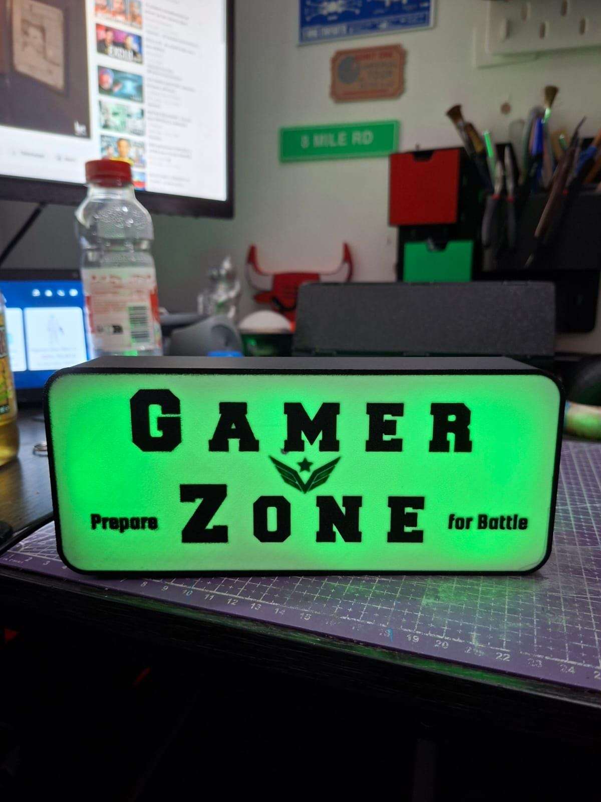 Enseigne LED Gamer Zone RGB 3D - Déco Gaming Setup