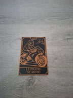 Carte Tarot "Le Pilote de Moto" - Tarot des Métiers Cuivre & Noir - Déco Biker