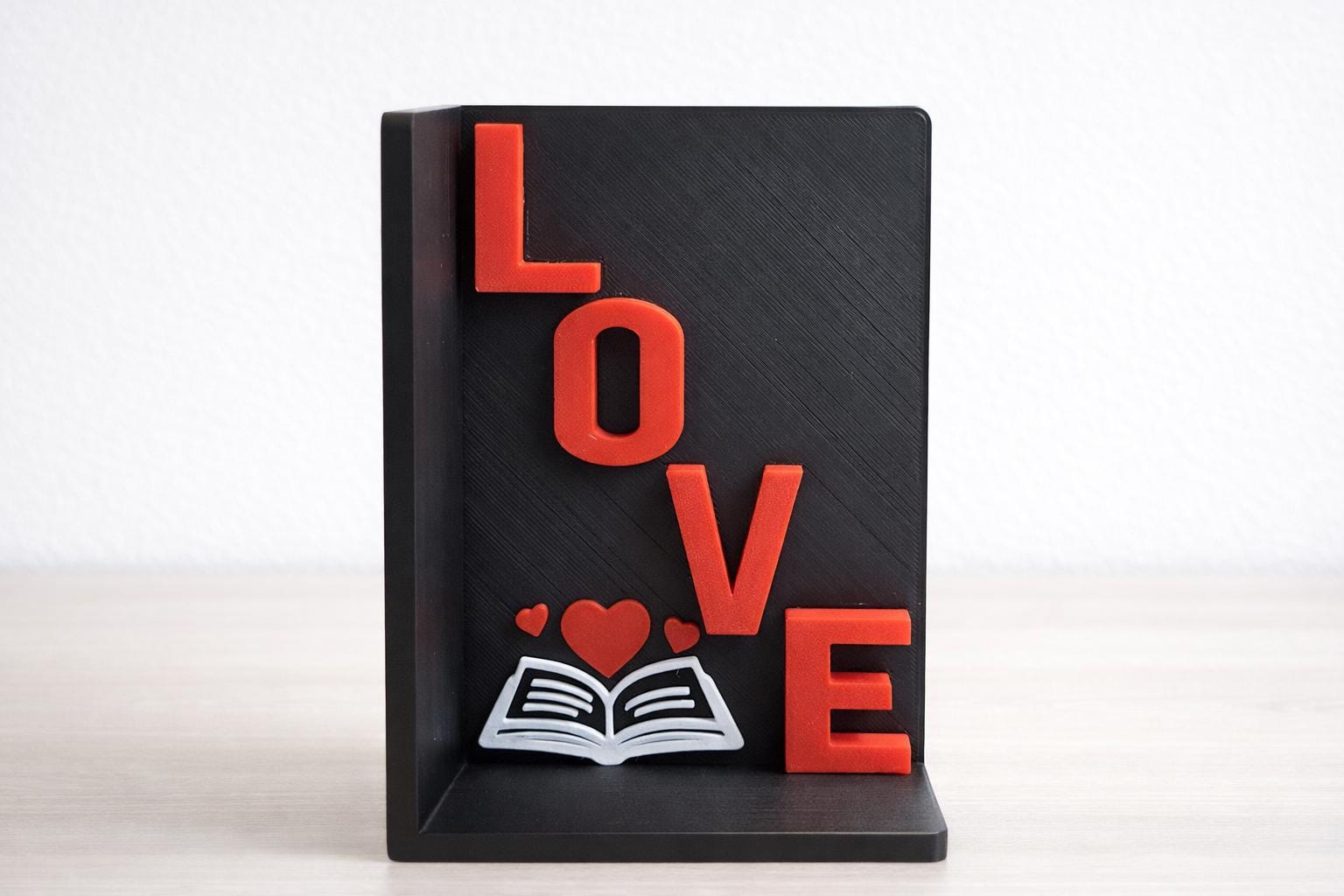 Serre-livres LOVE imprimé en 3D – Décoration bibliothèque, cadeau lecteur, idée Saint-Valentin