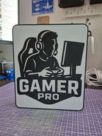 Lampe led personnalisable Gamer Pro impression 3d – Lumière déco bureau gaming – Cadeau original pour joueur – Impression 3D artisanale