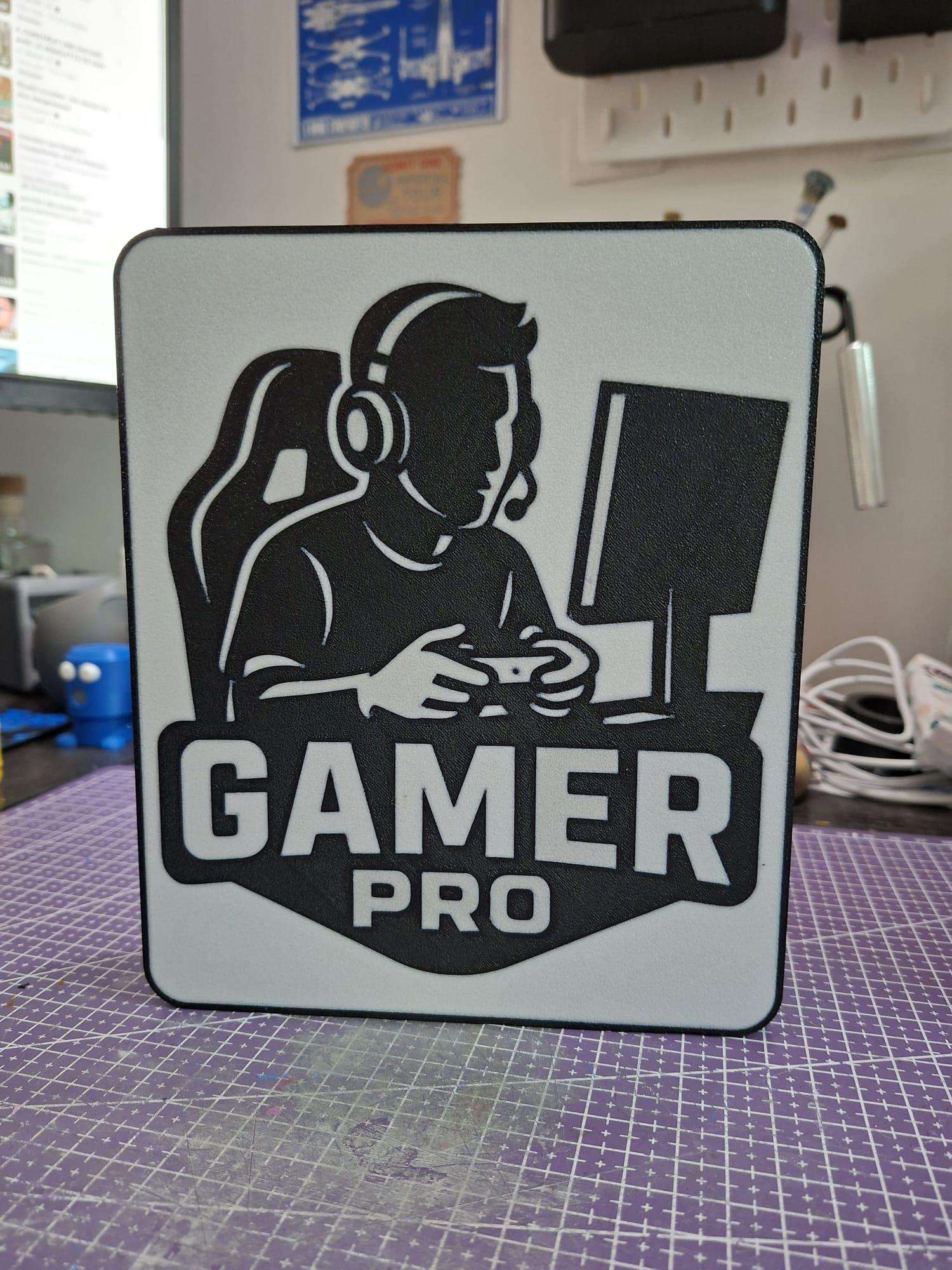 Lampe led personnalisable Gamer Pro impression 3d – Lumière déco bureau gaming – Cadeau original pour joueur – Impression 3D artisanale