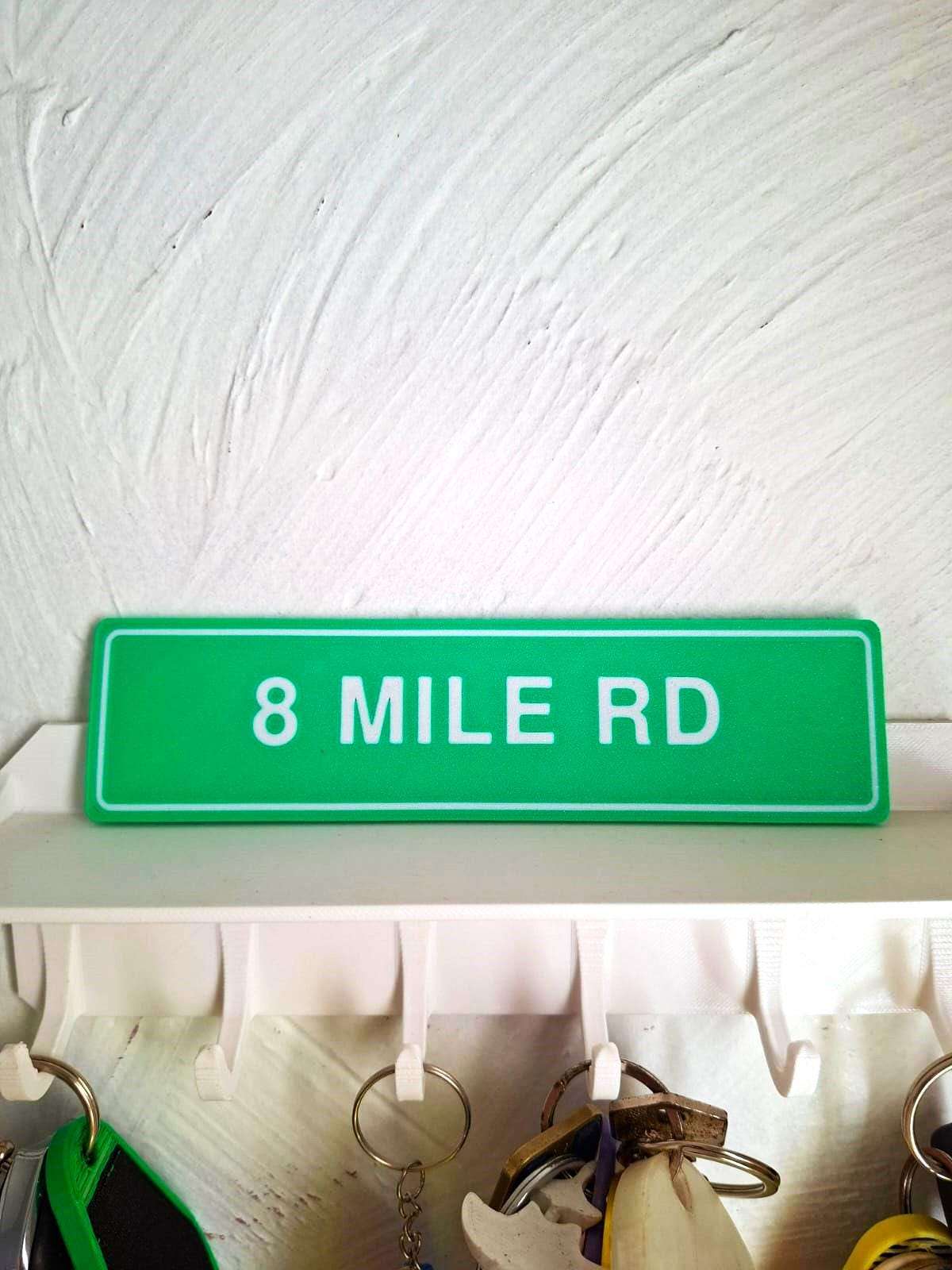 Plaque 8 Mile Road Detroit 3D - Déco Hip-Hop Street Art