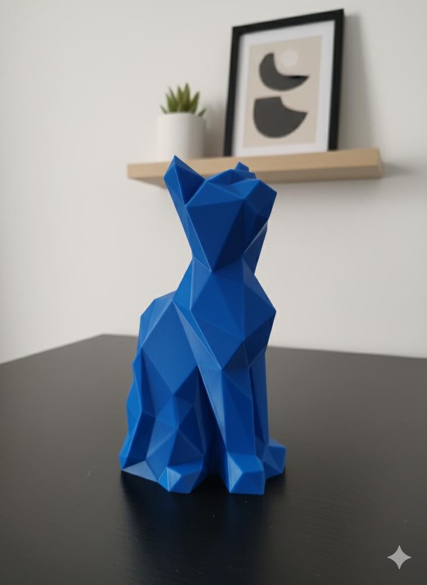 Statue Chat Origami 3D - Figurine Low Poly Moderne
