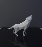 Sculpture Loup Low Poly 3D - Statue Sauvage Géométrique