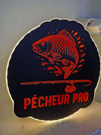 Light Box Pêche à la Carpe Imprimée en 3D – Déco LED Murale & Bureau pour Pêcheur