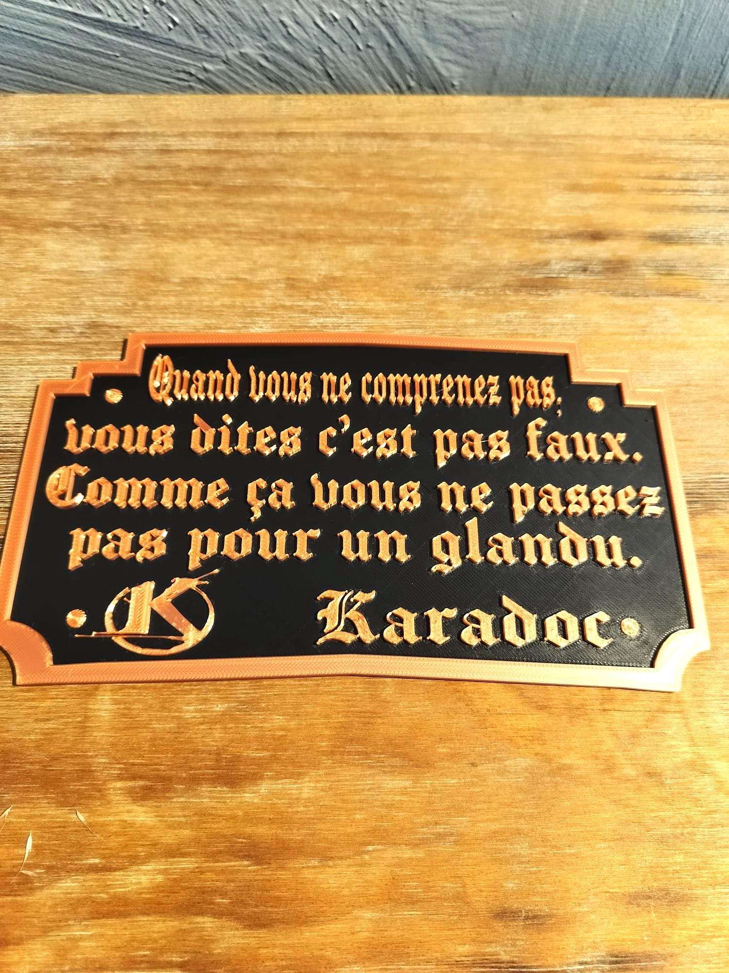 Cadre Kaamelott Citation Karadoc "C'est Pas Faux" - Déco Murale Humour - Impression 3D