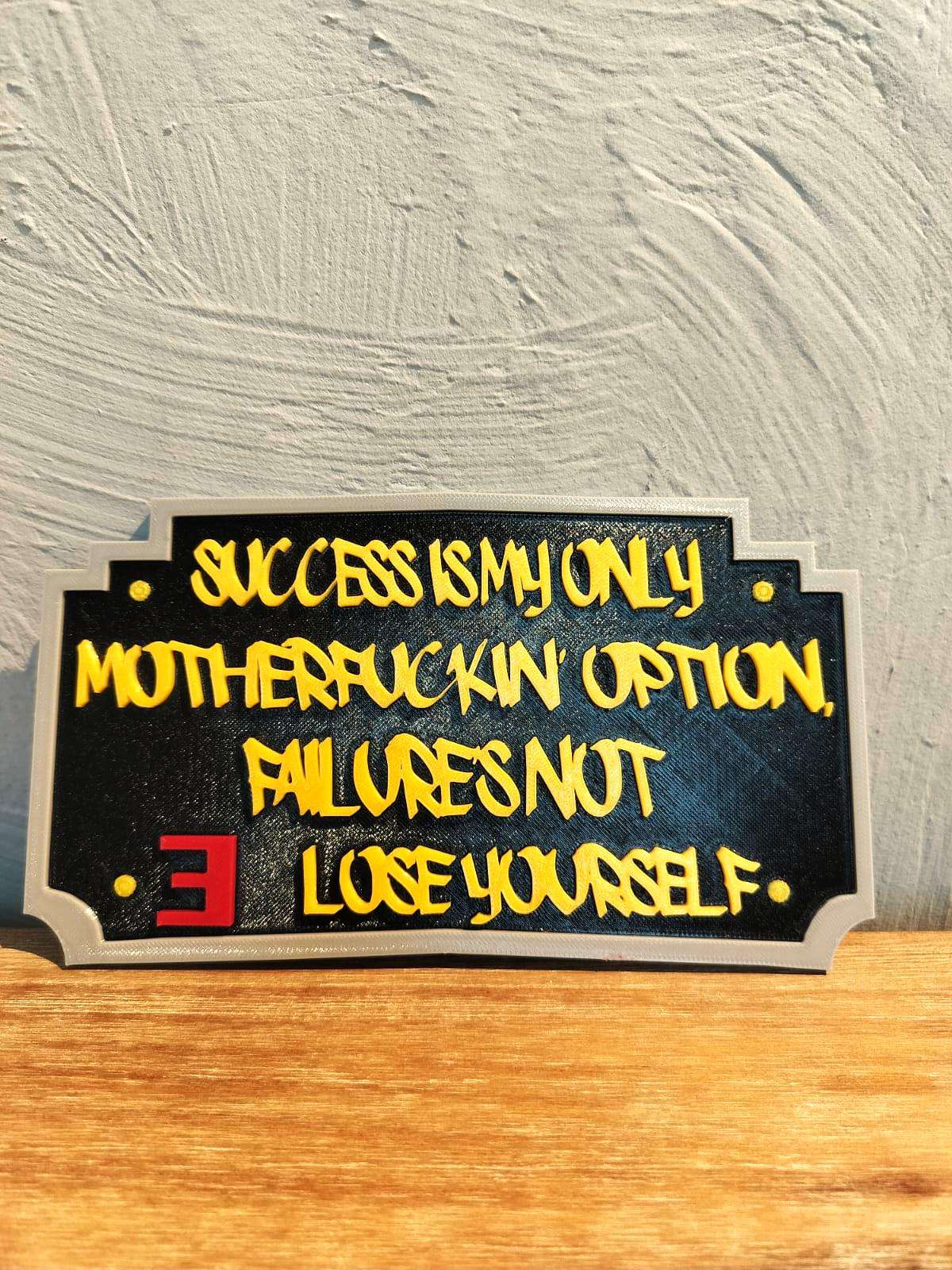Plaque Murale Eminem Lose Yourself 3D - Citation Motivante Rap