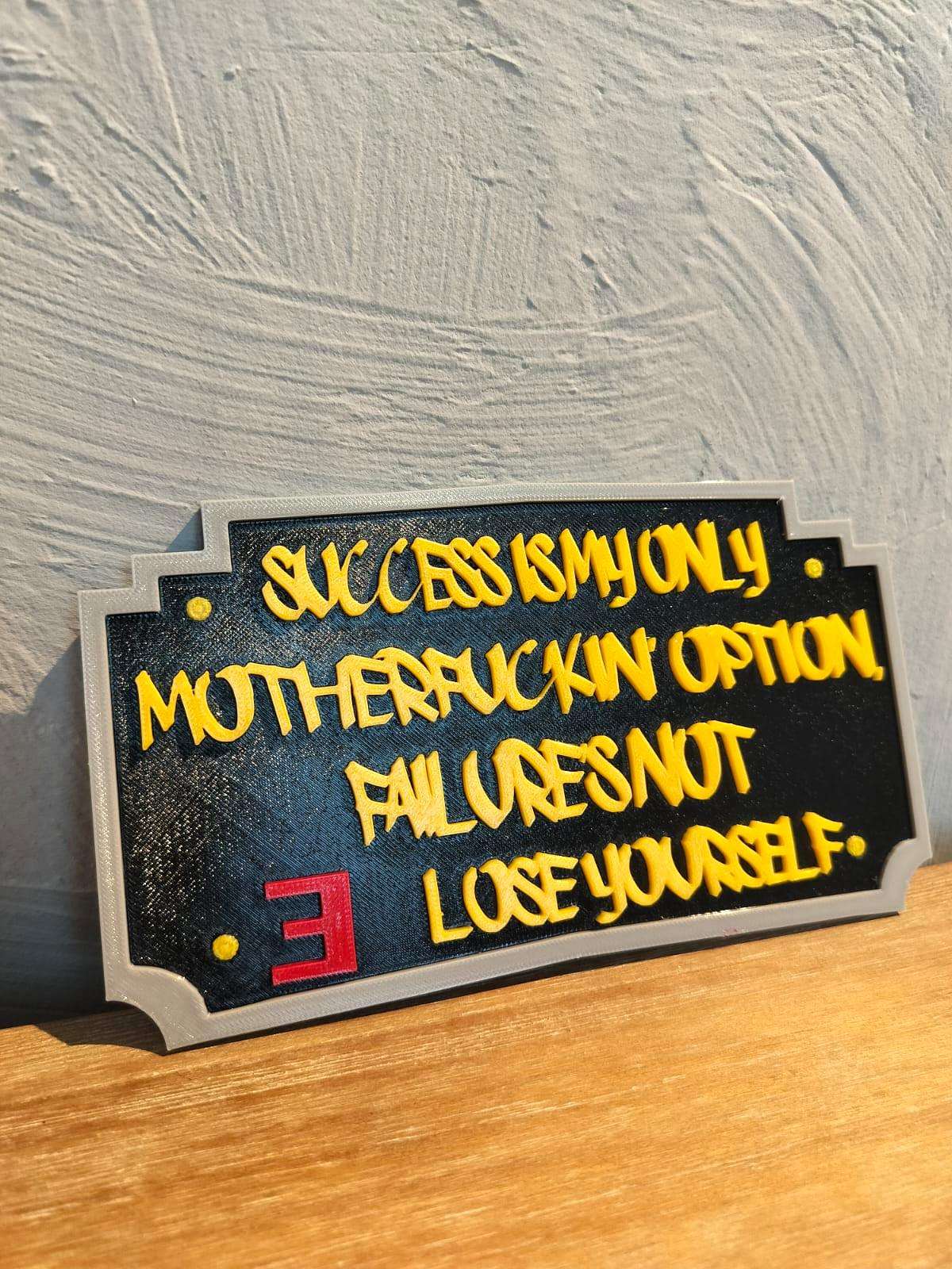 Plaque Murale Eminem Lose Yourself 3D - Citation Motivante Rap