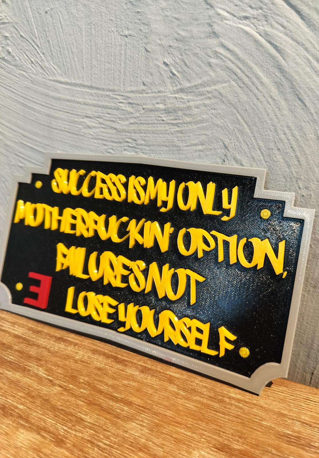 Plaque Murale Eminem Lose Yourself 3D - Citation Motivante Rap
